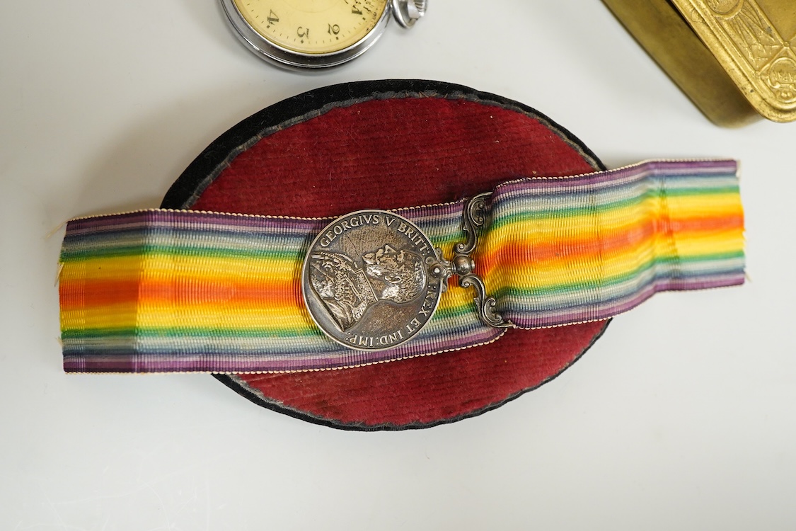 GRV military medal, related Christmas Mary tin, 1914, two pocket watches, etc.